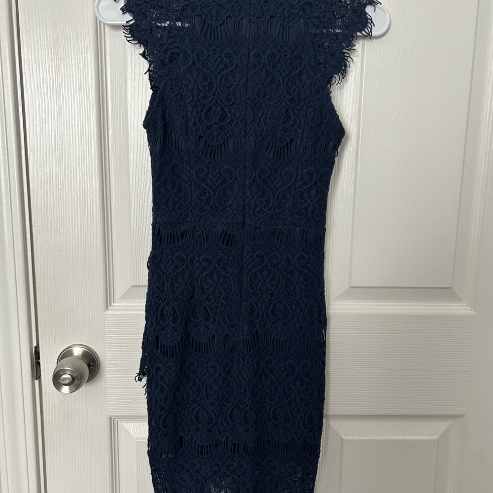 Hello Molly Midnight Blue Lace Mini Dress - Picture 3 of 5